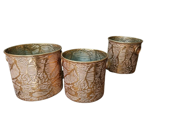 Conj. C/3 Vasos Metal 1630010. *