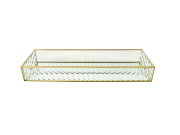 Tabuleiro Vidro Dourado 27765. *