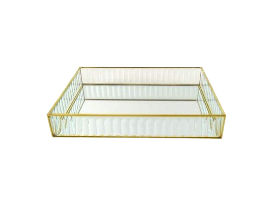Tabuleiro Vidro Dourado 27819. *