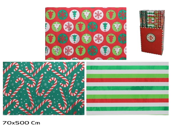 Rolo Papel Embrulho Metálico Natal 30496. *