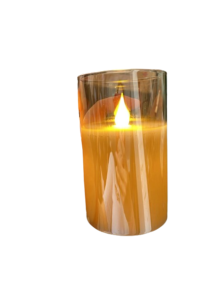 Vela Led Cera Vidro Dourado 10Cm 220217.* (Junho)