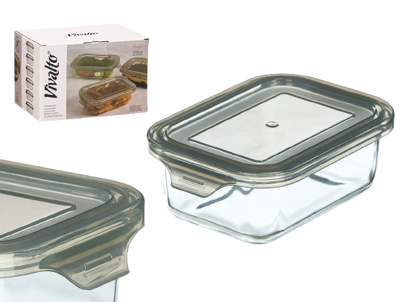Taça Vidro Rectangular C/Tampa 27099. *