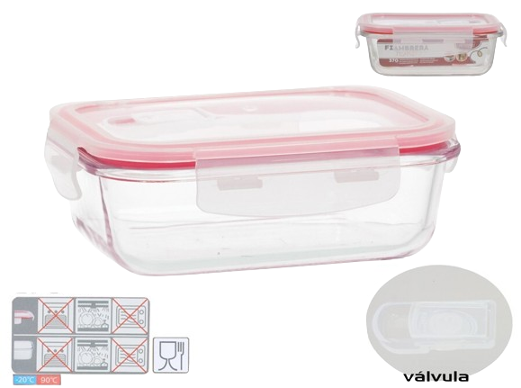 Taça Vidro Rectangular C/Tampa e Válvula 78668. *