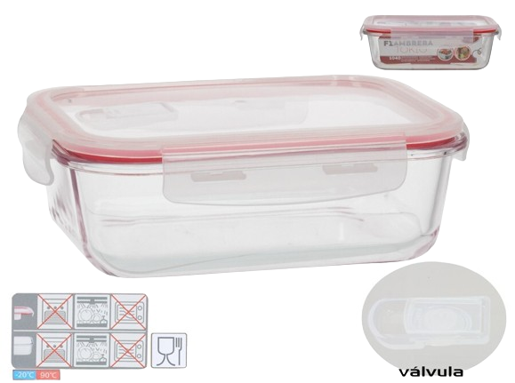 Taça Vidro Rectangular C/Tampa e Válvula 78682. *