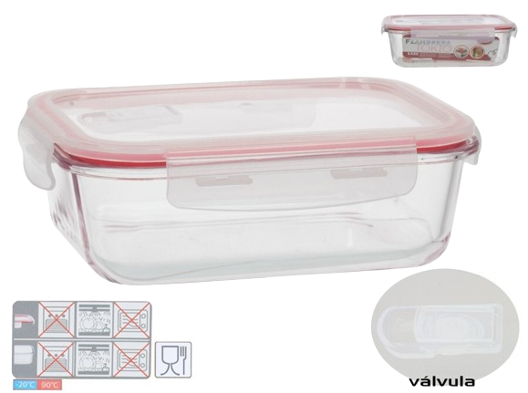 Taça Vidro Rectangular C/Tampa e Válvula 78699. *