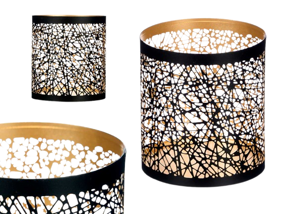 Porta Vela Metal Preto e Dourado 96710!
